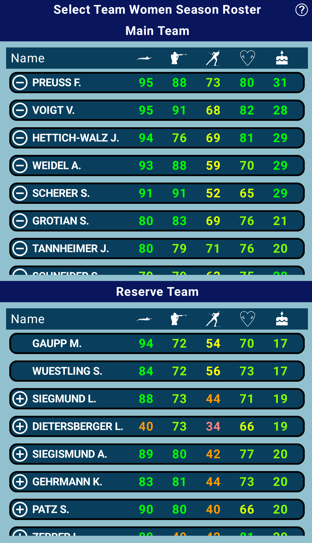 Age restriction team selection